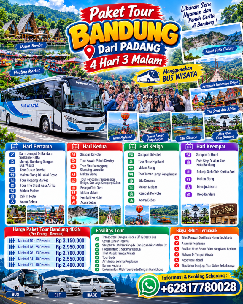 Paket Tour Bandung 4 Hari 3 Malam Dengan Bus