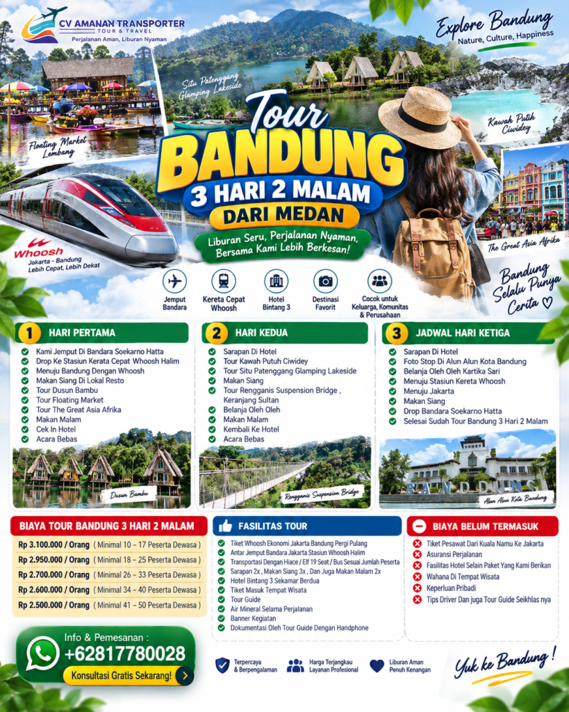 Tour Bandung 3D2N Dari Medan + Tiket Whoosh 2x