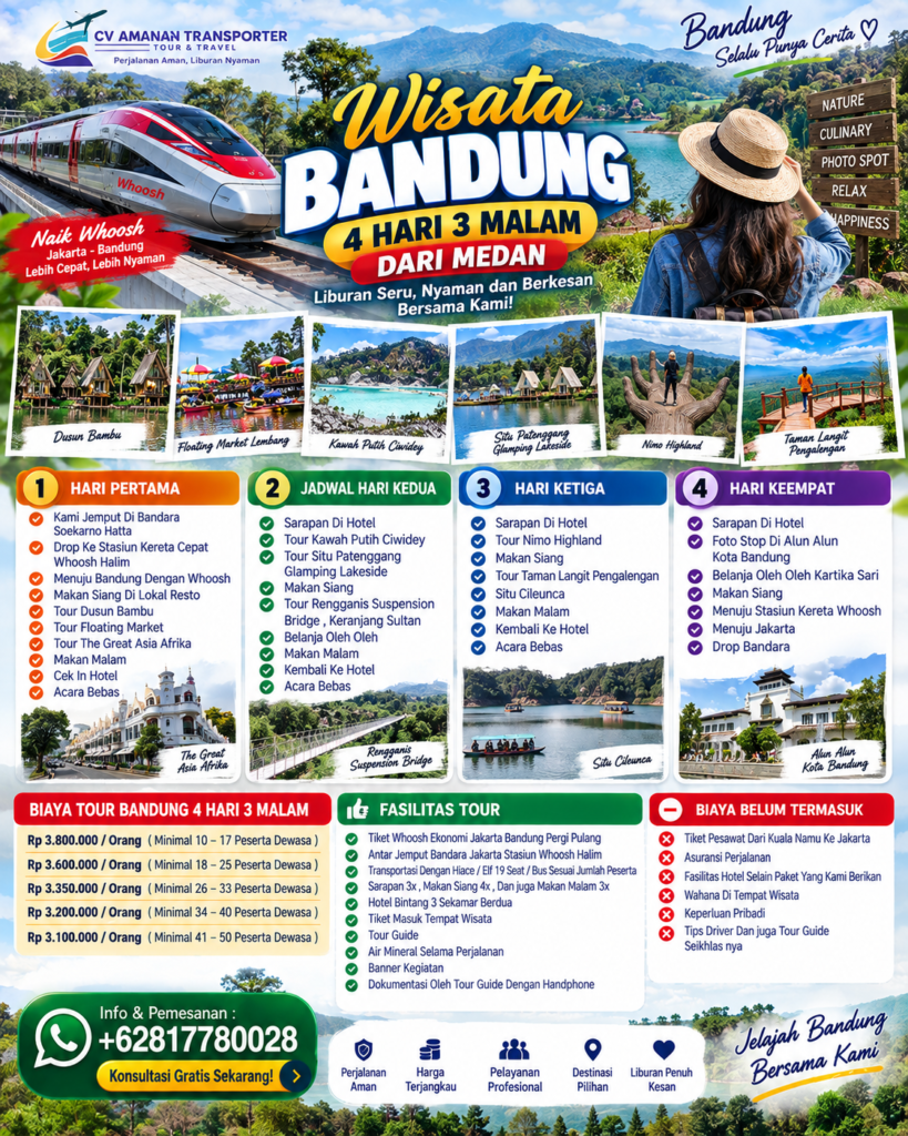 Wisata Bandung 4D3N Dari Medan + Tiket Whoosh 2x